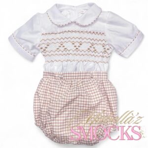 White & caramel checked suit