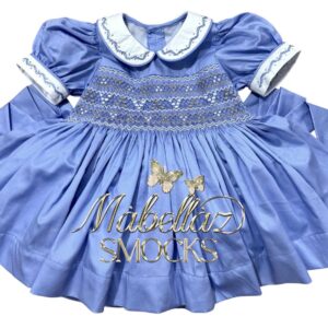 Blue & beige smocked dress