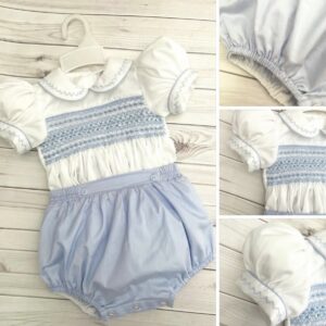 Blue & white romper