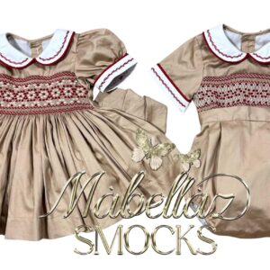 Red & camel smock dress