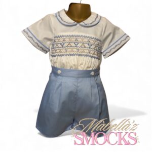 Blue & beige short set