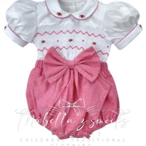 Raspberry pink plumeti romper