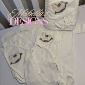 Navy check rocking horse baby set