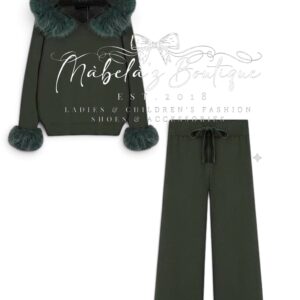 Emerald faux fur lounge set